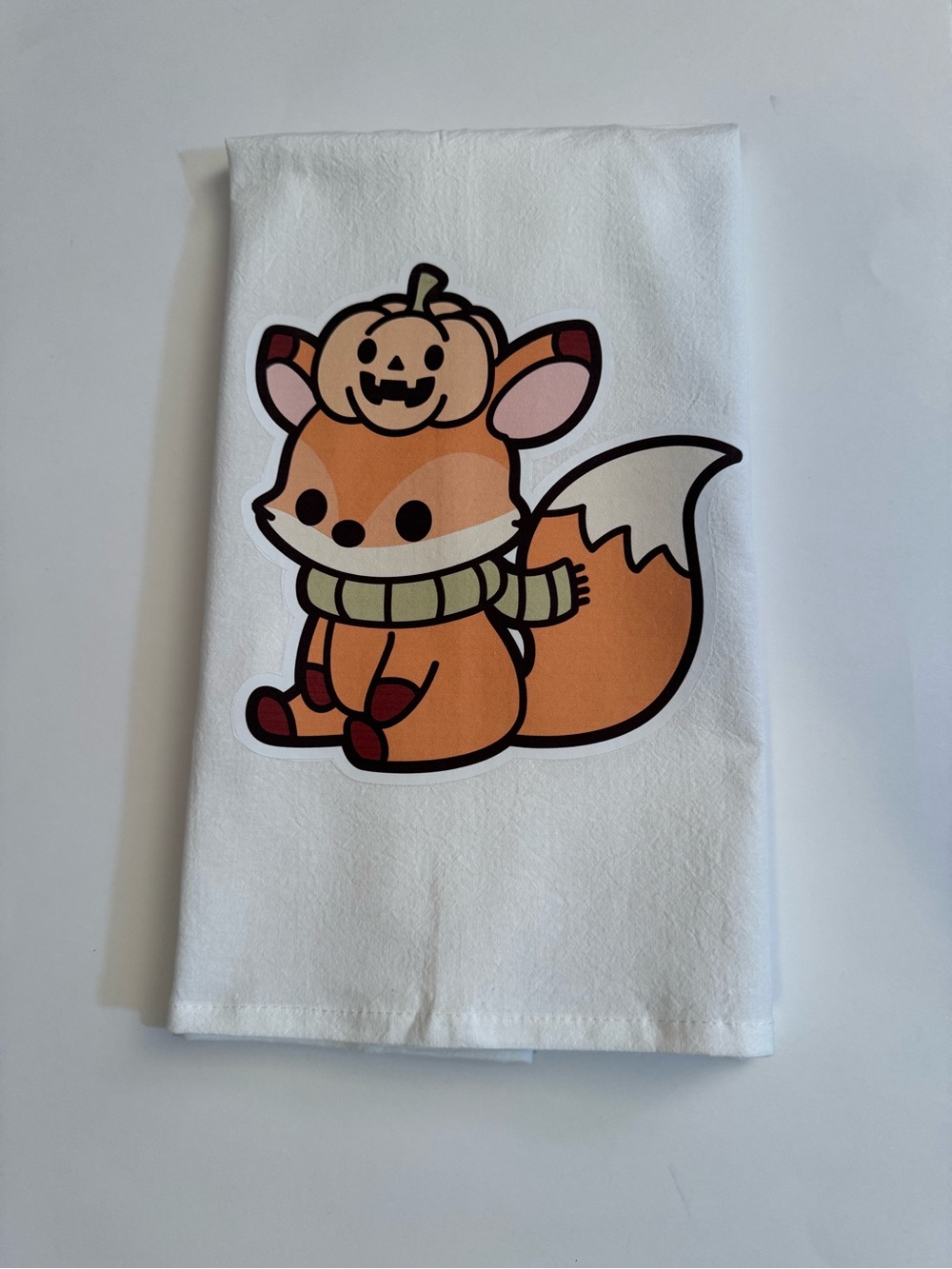 Halloween Fall Fox Kitchen Towel Pumkin
